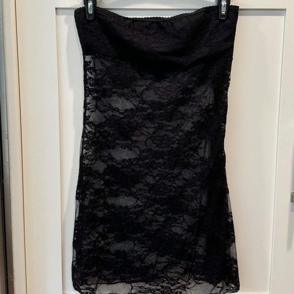 Strapless Black Lace Mini Dress